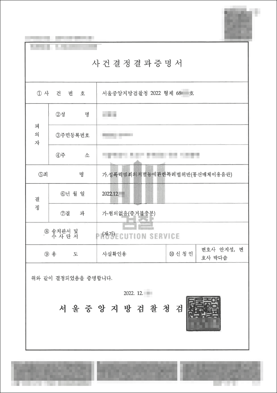 증거불충분(무혐의) | 게임 중 가족 언급 성적 비하 발언, 불기소 성공사례